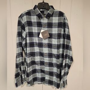 14th & Union Nordstrom Rack Men's Large Blue Plaid Flannel 100% Cotton NWT